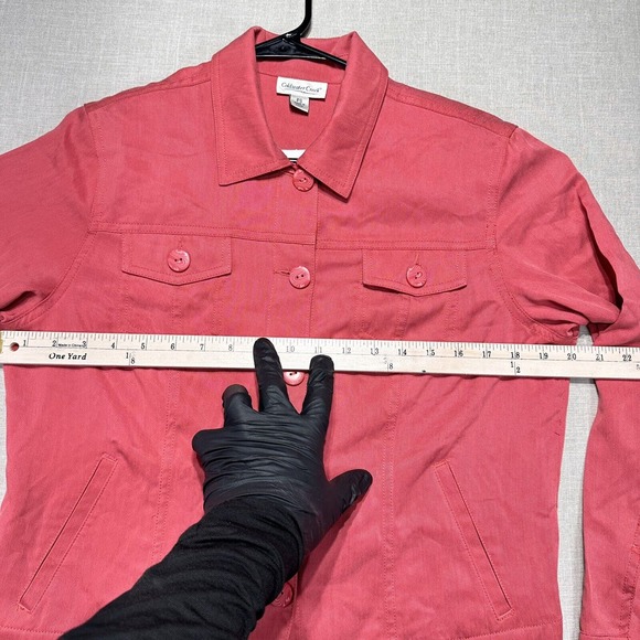 Coldwater Creek Shacket Jacket Shirt Womens PS Pink Pockets Button Long Sleeves - Picture 7 of 9